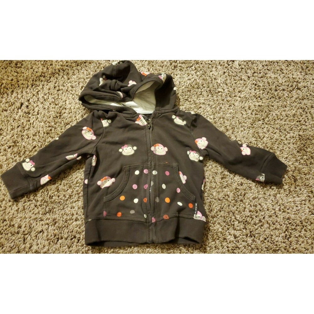 Girl's The Children's Place 18 month hooded zip sweat jacket monkey